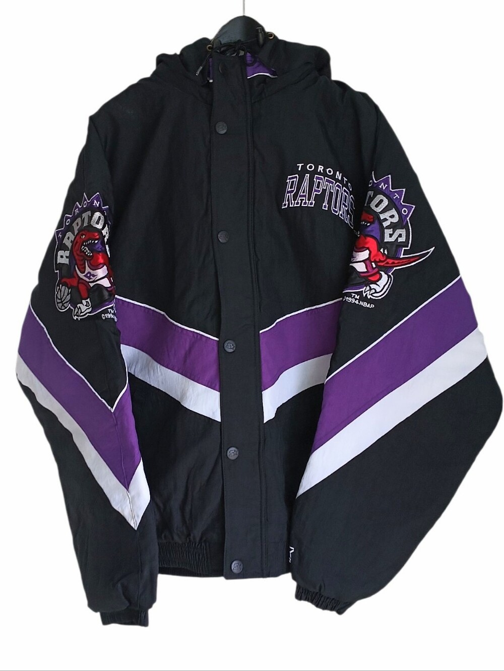 VTG 1994 NBA Toronto Raptors Starter Button Up Hooded Jacket XL